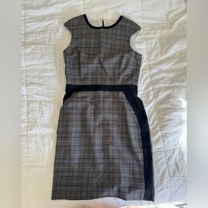 Brooks Brothers Red Fleece Wool Blend Gray Plaid Shift Dress Size 8